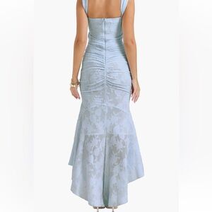 House of CB Pale Blue Lace Fitted Mermaid Dress